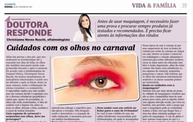 Cuidado com os olhos no Carnaval Cuidado com os olhos no Carnaval