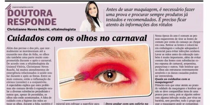 Cuidado com os olhos no Carnaval