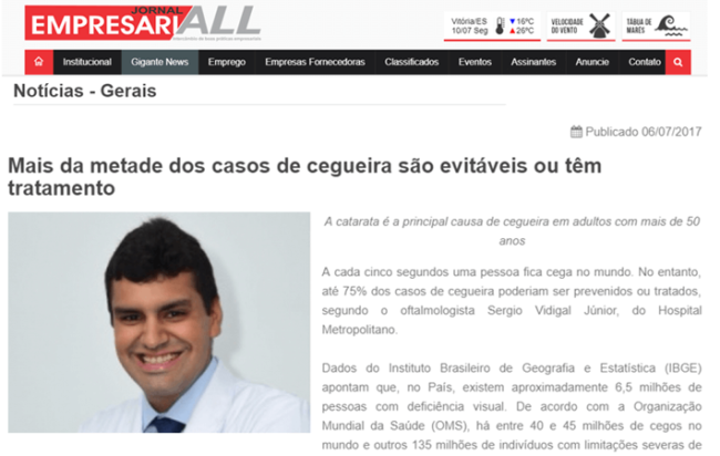 Mais da metade dos casos de cegueira são evitáveis ou tem tratamento